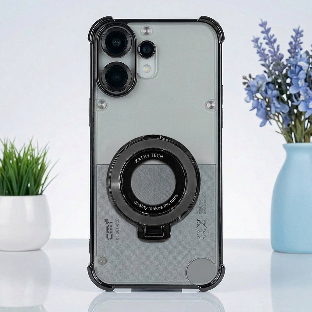 Nothing Phone 2 Pro 5G Original Luxury Magnifier Ring Stand Shockproof Airbags Corner Case